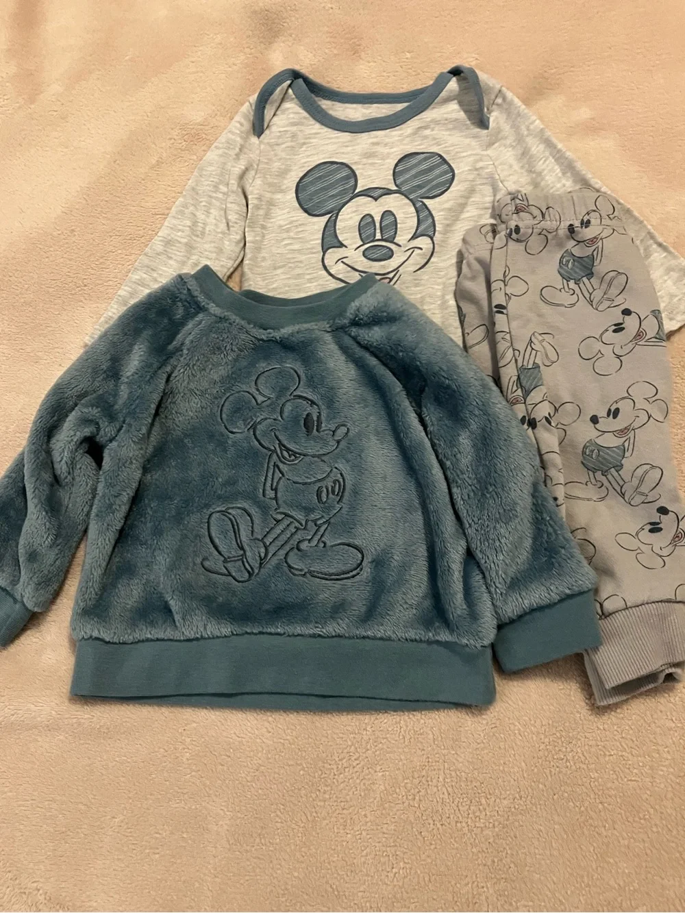 Disney Baby Mickey Mouse 3-Piece Outfit Set 9M Sweatshirt Bodysuit Pants